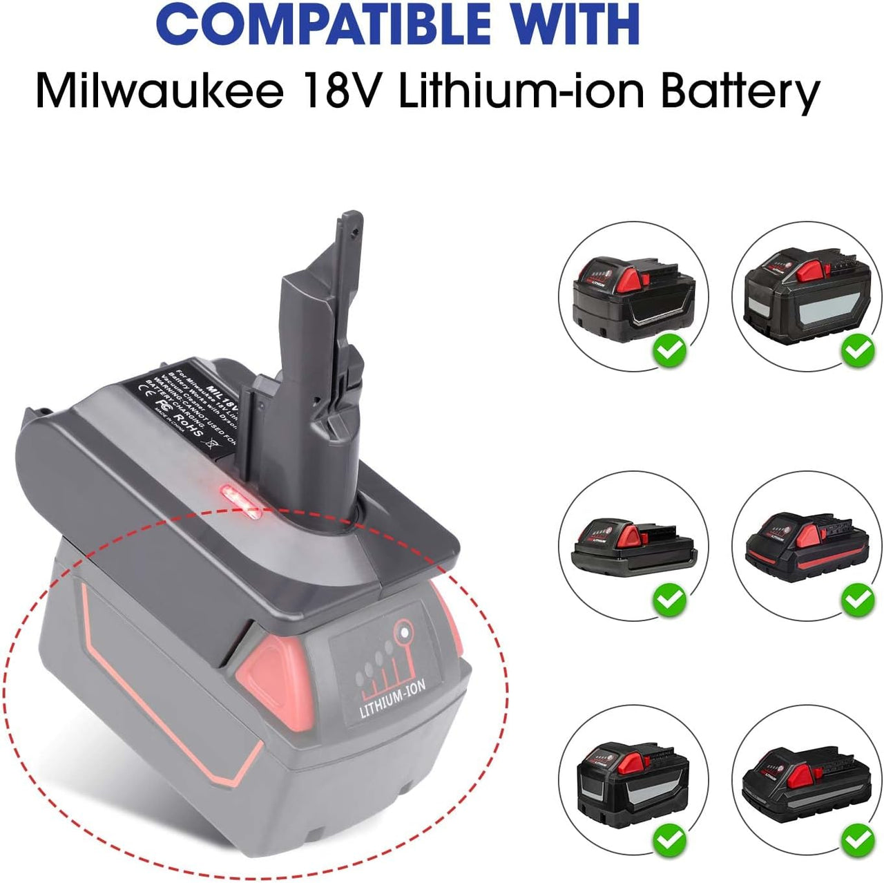 Milwaukee to Dyson Battery Adapter V7 / V8 Series Vacuum Cleaner Adapter Converter