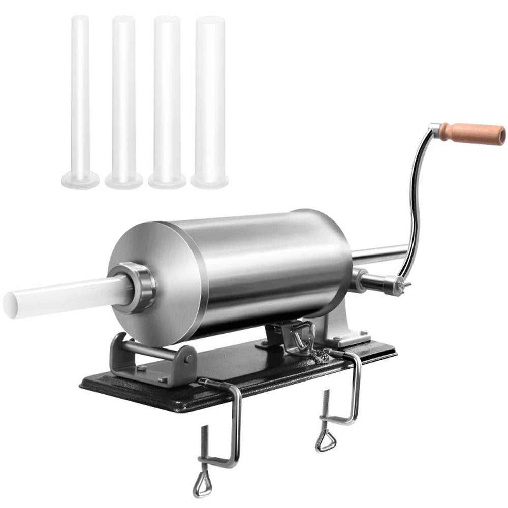 4L Stainless Sausage Stuffer Maker Meat Filler 4 Size Tube Commercial Home Kitchen Kit