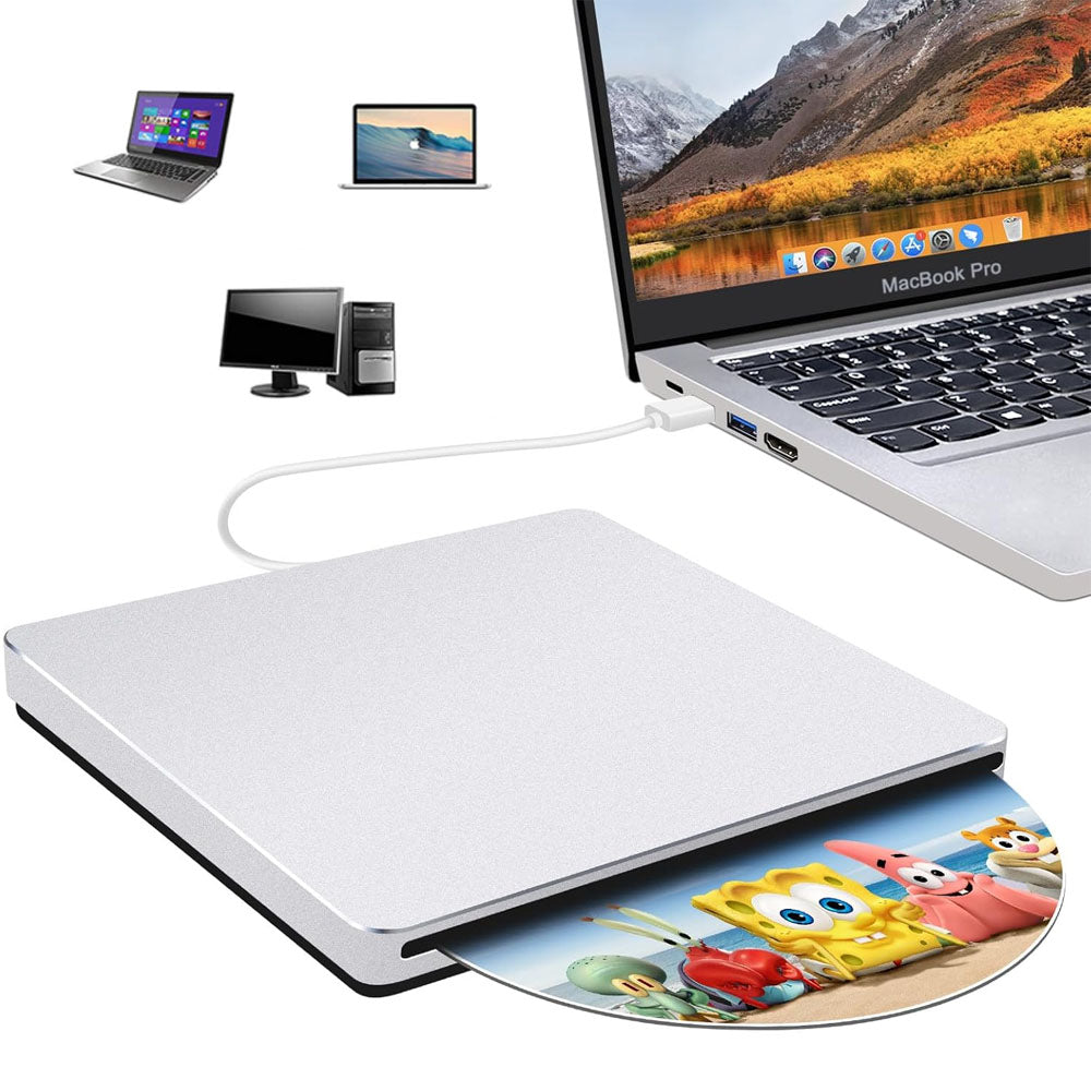 USB 2.0 External CD DVD Portable Drive Writer Player For PC/Laptops Mac Windows