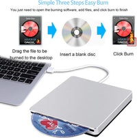 Thumbnail for USB 2.0 External CD DVD Portable Drive Writer Player For PC/Laptops Mac Windows