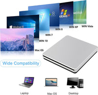 Thumbnail for USB 2.0 External CD DVD Portable Drive Writer Player For PC/Laptops Mac Windows