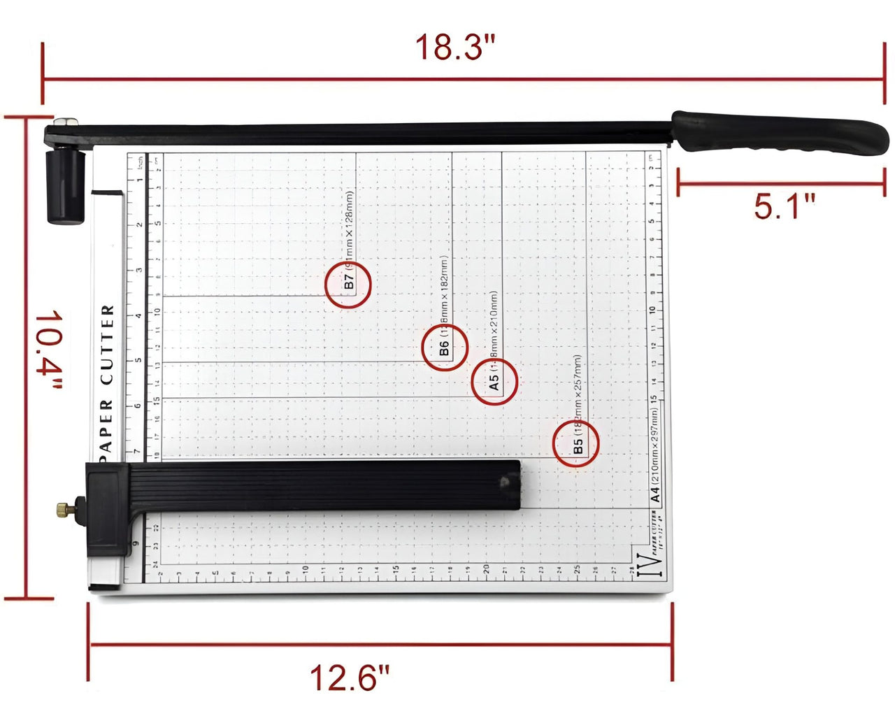 A4 Heavy-Duty Paper Guillotine Cutter with Measurement Grid and Adjustable Guide
