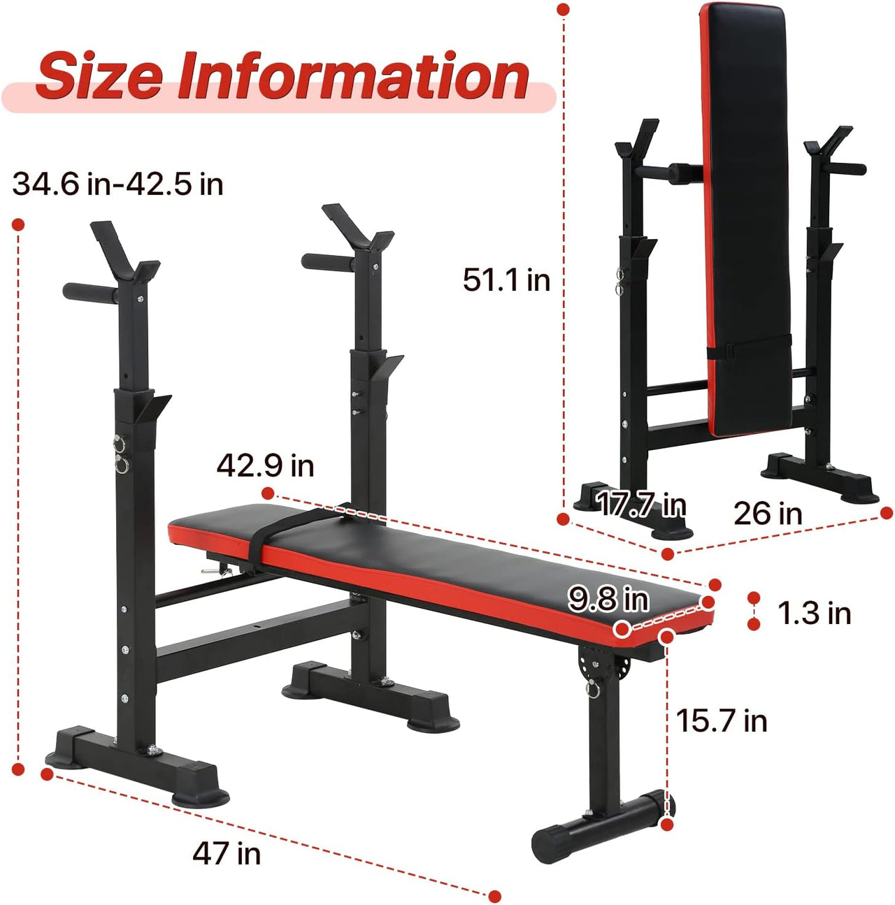 Adjustable Weight Bench Fitness Bench Home Gym Squat Rack