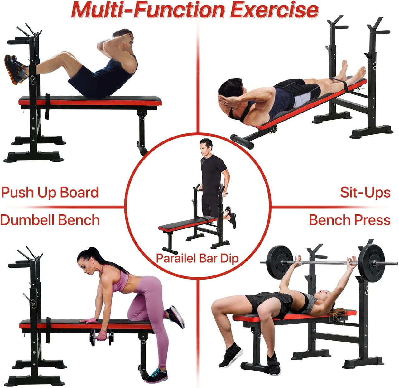 Adjustable Weight Bench Fitness Bench Home Gym Squat Rack