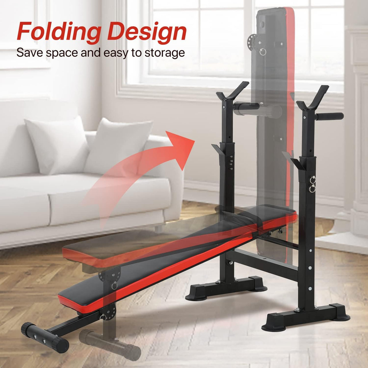Adjustable Weight Bench Fitness Bench Home Gym Squat Rack