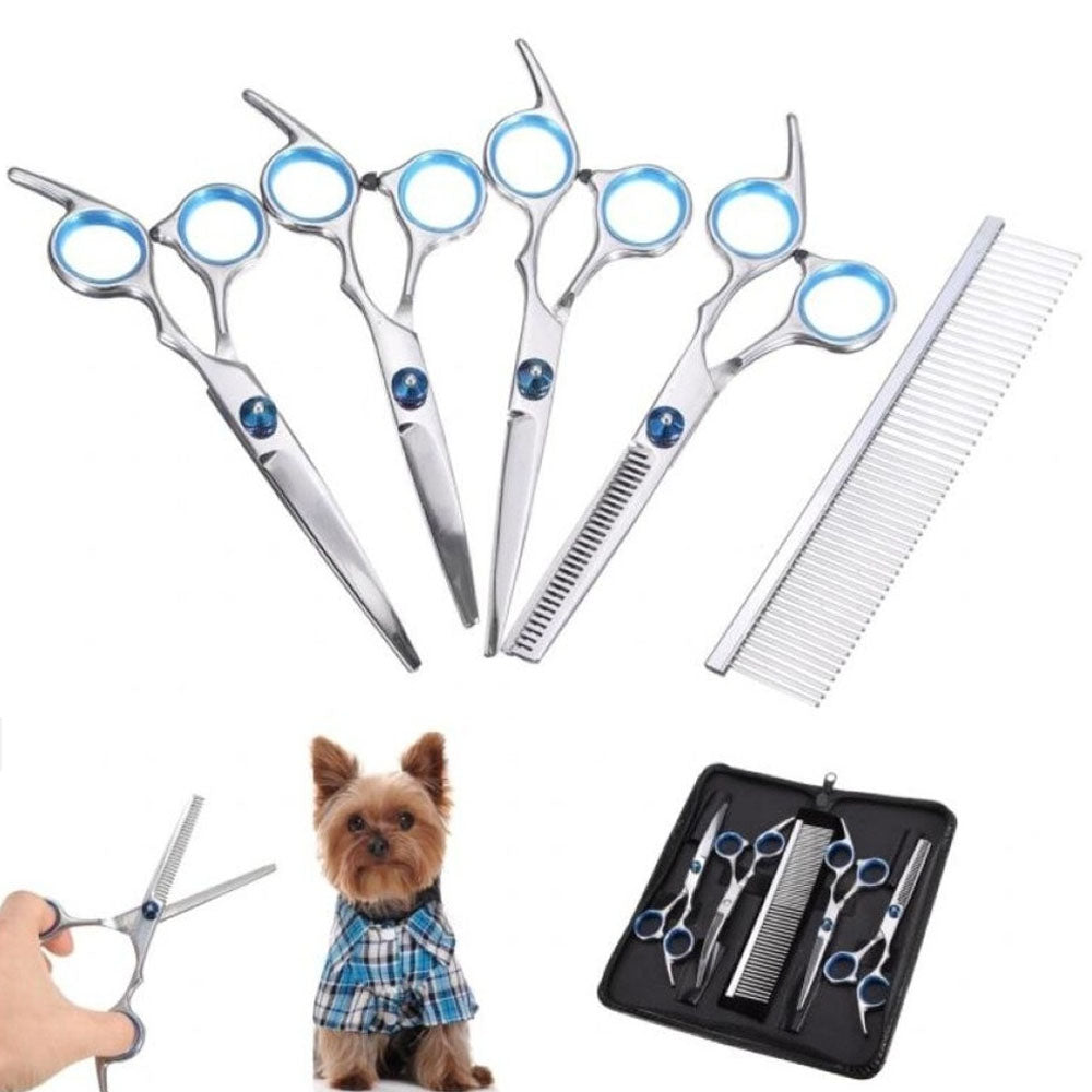 7pcs Professional Pet Dog Grooming Scissors Set Straight Curved Thinning Shears Set