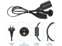 Thumbnail for 1PC E27 Socket With Wire Lamp Holder For Bulb With Power Cord Electrical Outlet