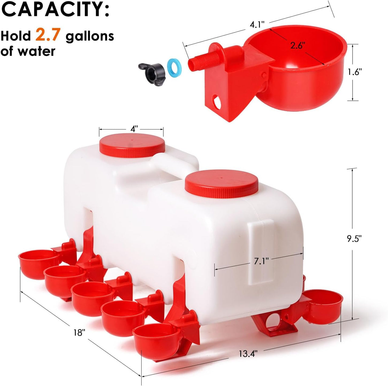 Poultry Waterer Chicken Feeder for Chicken Quail Duck Goose Turkey