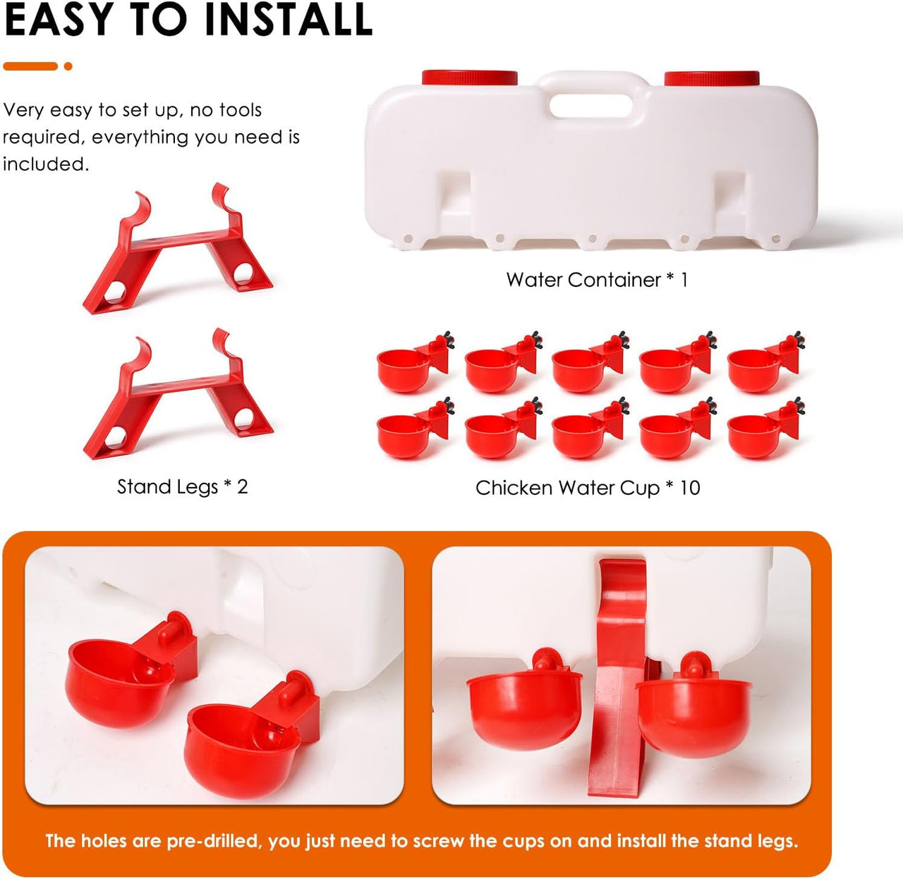 Poultry Waterer Chicken Feeder for Chicken Quail Duck Goose Turkey