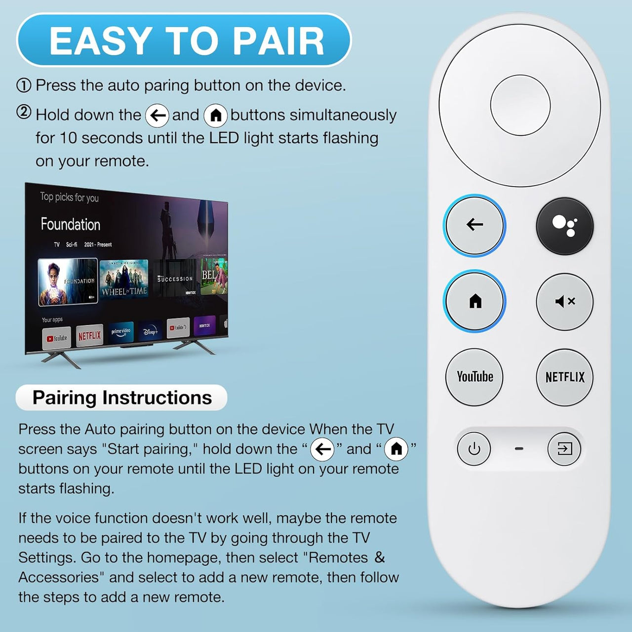 Google Chromecast 4k TV Remote Replacement