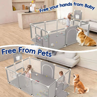 Thumbnail for Portable Baby Playpen Fence Gate Wall Fence Barrier PlayPen