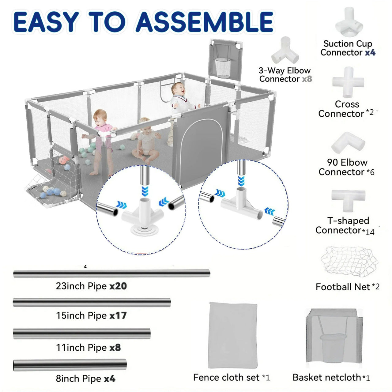 Portable Baby Playpen Fence Gate Wall Fence Barrier PlayPen