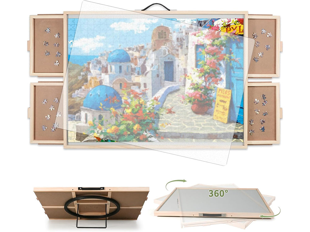 1500 Piece Rotating Puzzle Table with Drawers, 360° Turntable