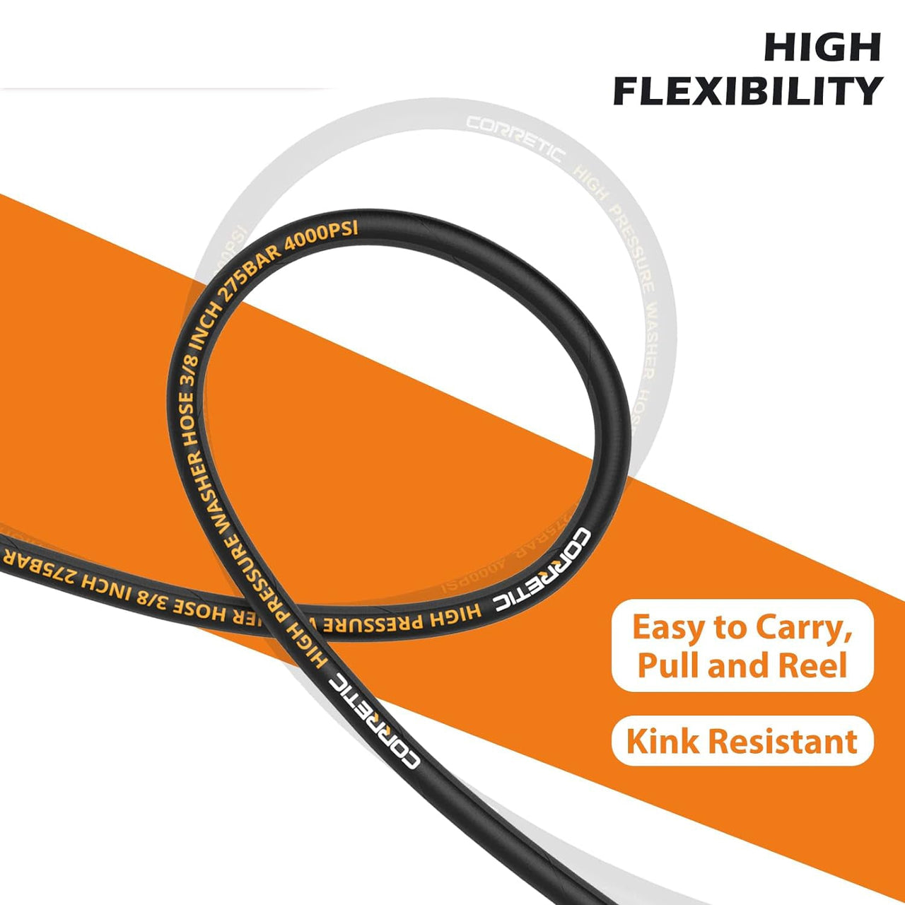 20M High Pressure Washer Hose Replacement Water Cleaning Pipe 3/8QC