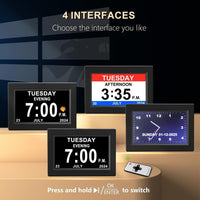 Thumbnail for 8inch LED Dementia Digital Calendar Clock Alarm Extra Large Day/Week/Month/Year