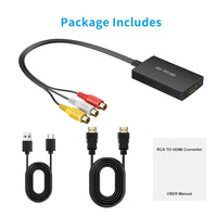 Thumbnail for RCA AV to HDMI Converter Adapter with 1080P/720P Output and USB Power Cable