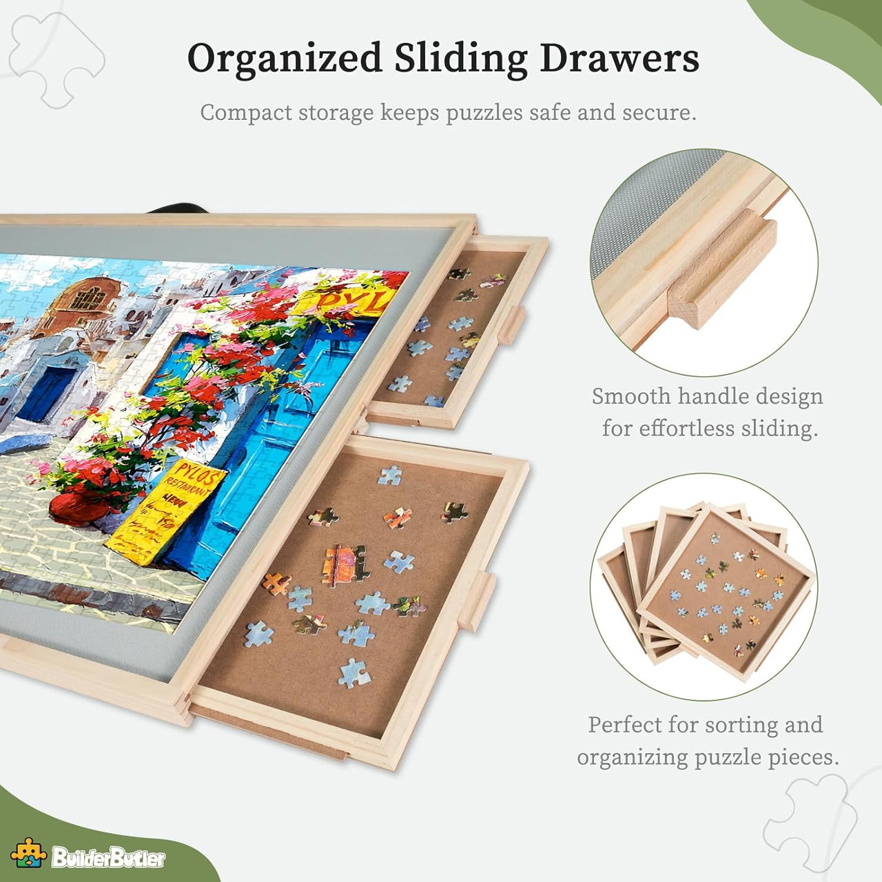 1500 Piece Rotating Puzzle Table with Drawers, 360° Turntable