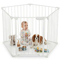 Thumbnail for Wide Baby Gate 290cm Adjustable 5-Panel Safety Fence with Door for Pets & Kids