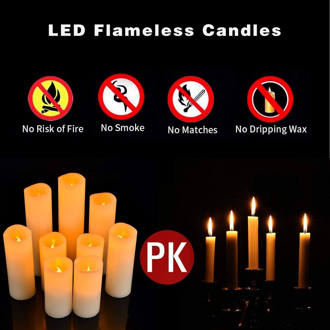 9-Piece LED Flameless Pillar Candle Set with Remote Control, Timer & Flickering Light