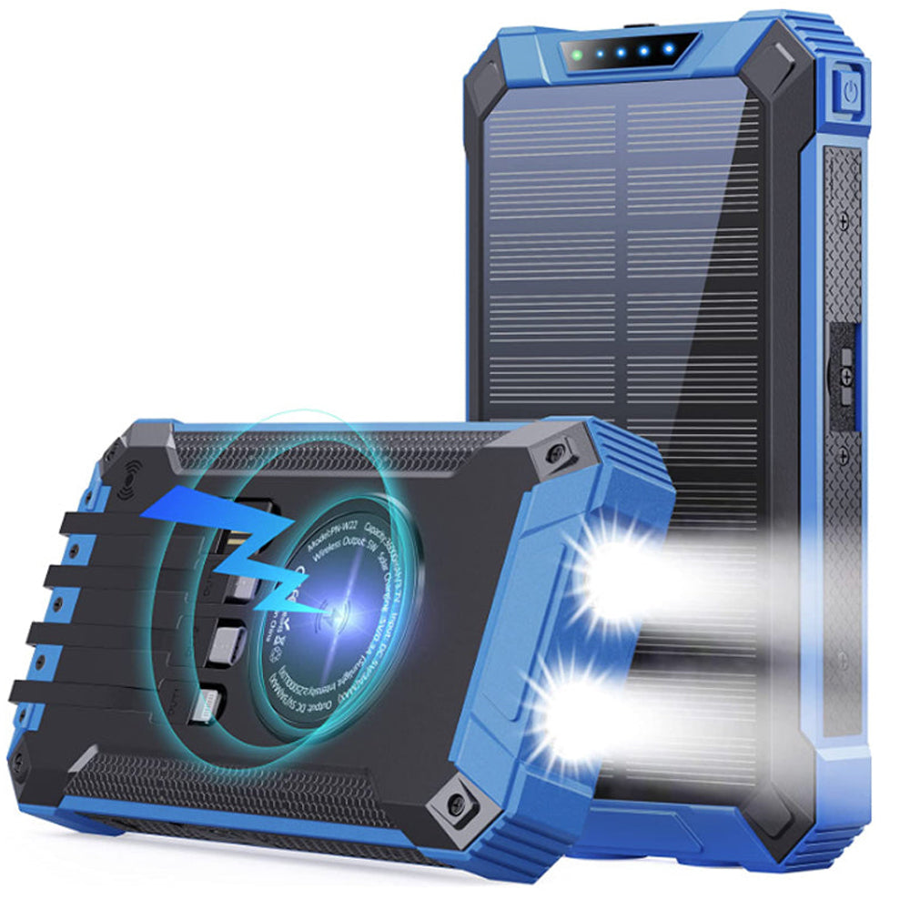 20000mAh Solar Power Bank - Wireless Charging & LED Flashlight
