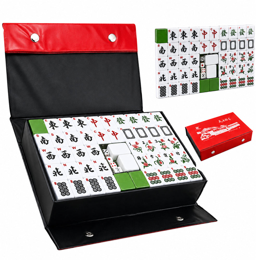Traditional Mah Jong Game Set 144+4 Chinese Tiles Mahjong