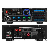 Thumbnail for 160W Bluetooth 5.0 HiFi Stereo Amplifier with Dual Microphone Inputs, 5-Band EQ, FM Radio, USB, SD & Remote – Black