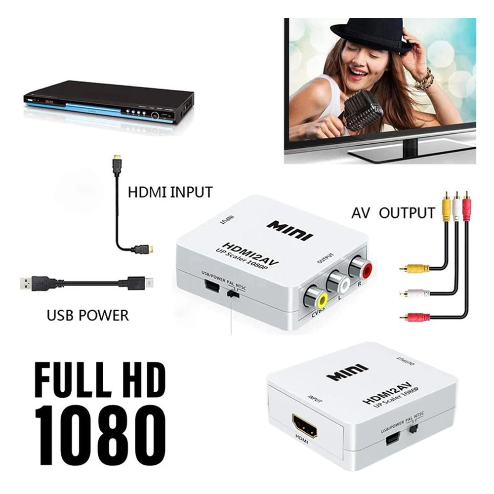 HDMI to RCA Converter Adapter for TV Stick, Roku, Chromecast, Apple TV, PC, Laptop, Xbox