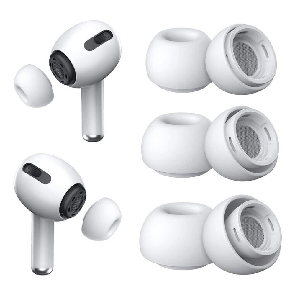 3-Pair Replacement Silicone Ear Tips with Mesh Compatible with Apple AirPods Pro and 2nd Gen – S/M/L