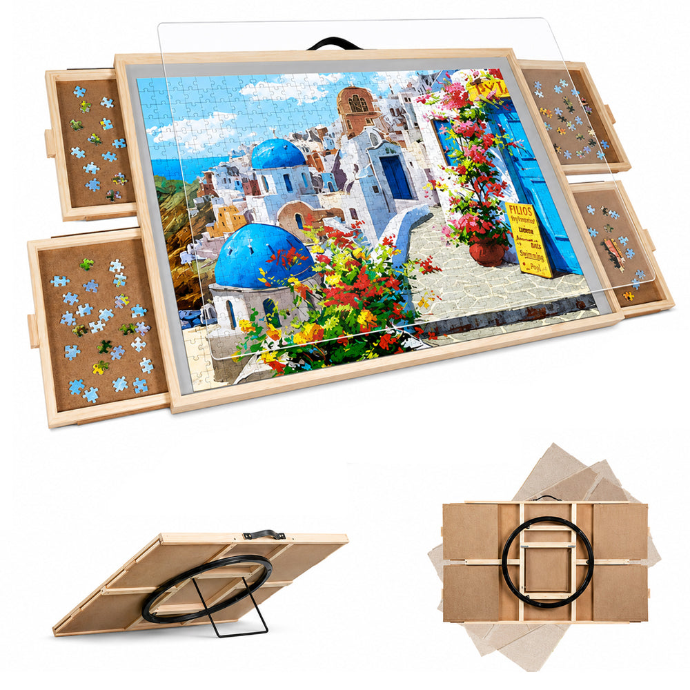 1500 Piece Rotating Puzzle Table with Drawers, 360° Turntable