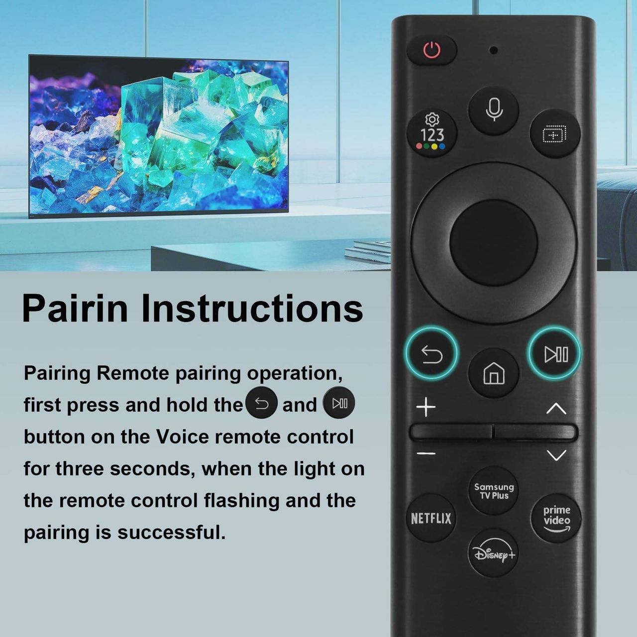 Replacement Samsung TV Remote Solar Powered with voice Control