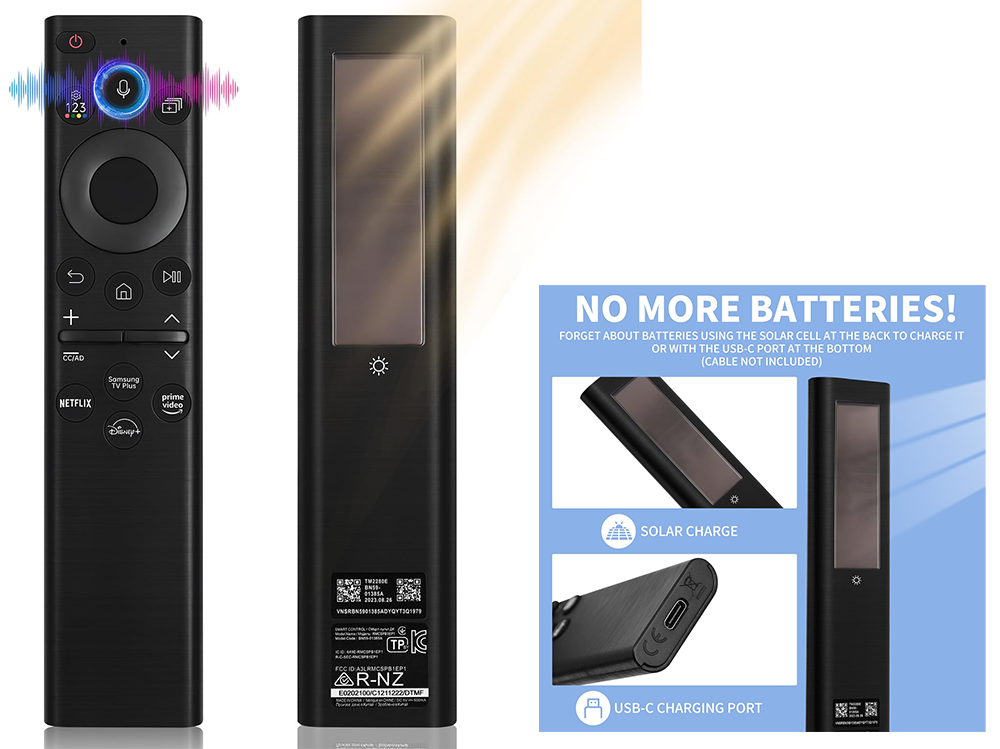 Replacement Samsung TV Remote Solar Powered with voice Control