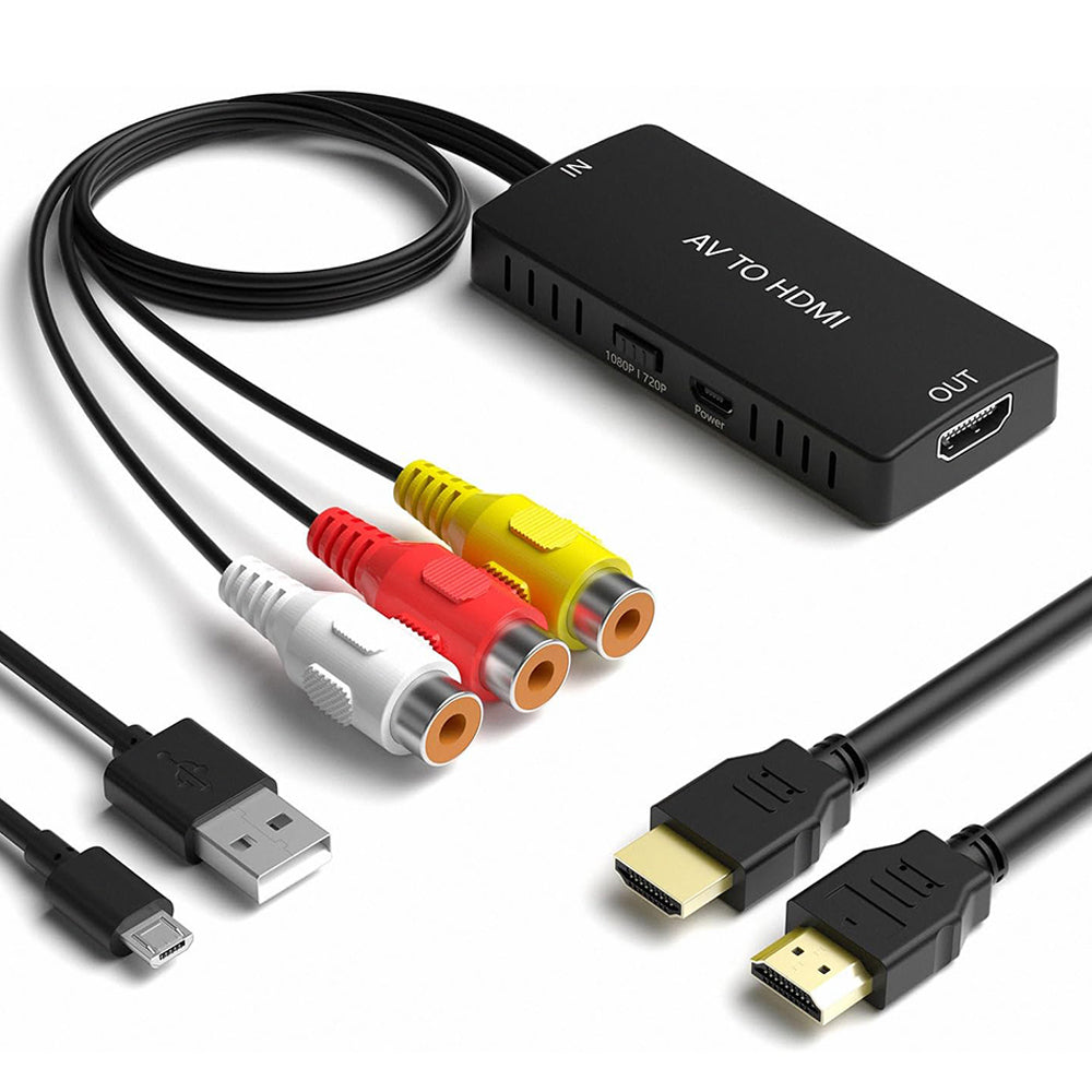 RCA AV to HDMI Converter Adapter with 1080P/720P Output and USB Power Cable