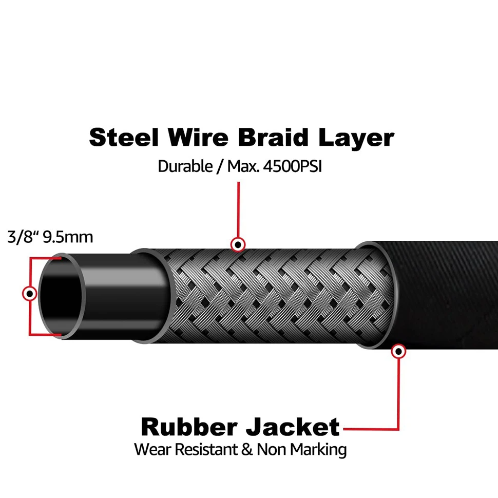 20M High Pressure Washer Hose Replacement Water Cleaning Pipe 3/8QC