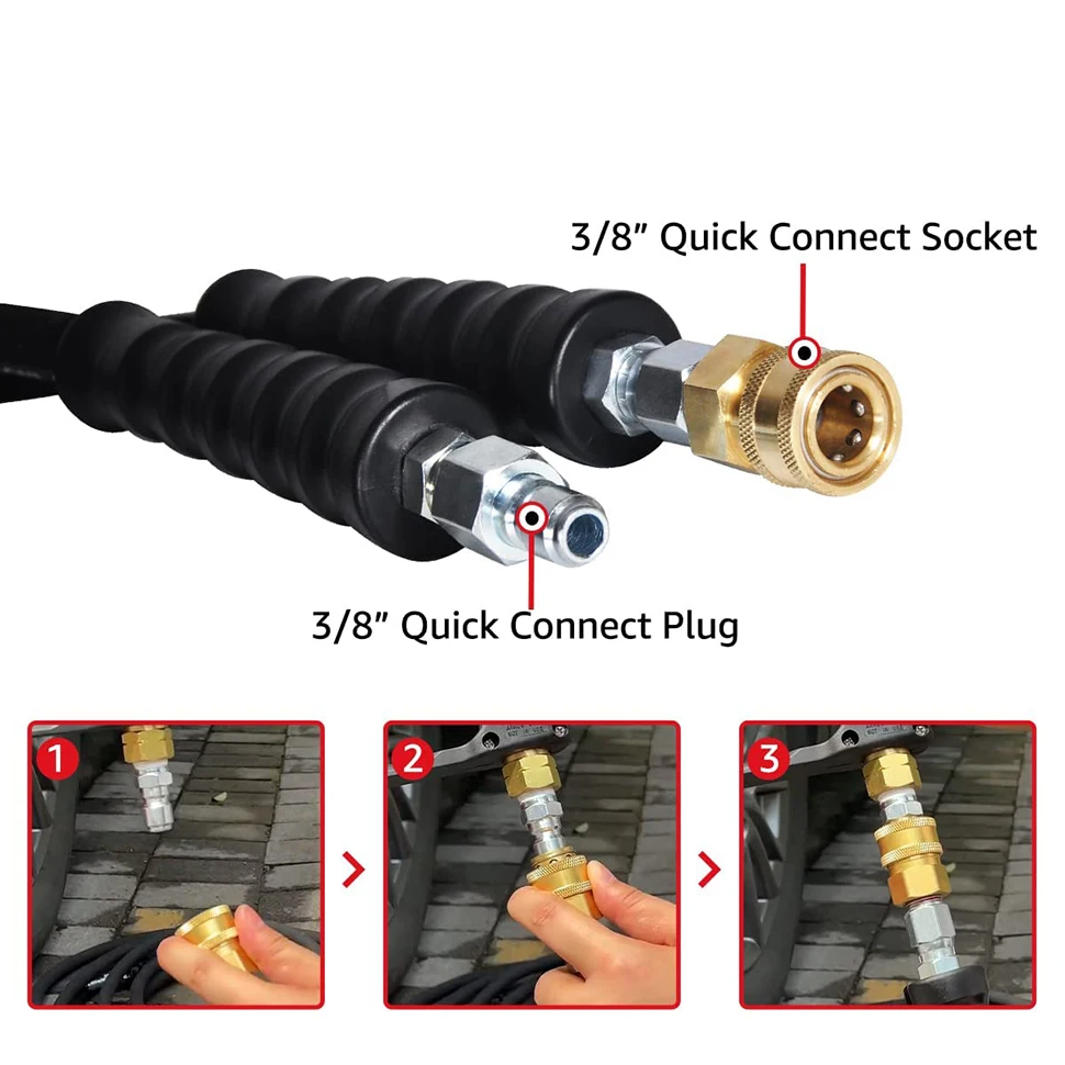 20M High Pressure Washer Hose Replacement Water Cleaning Pipe 3/8QC