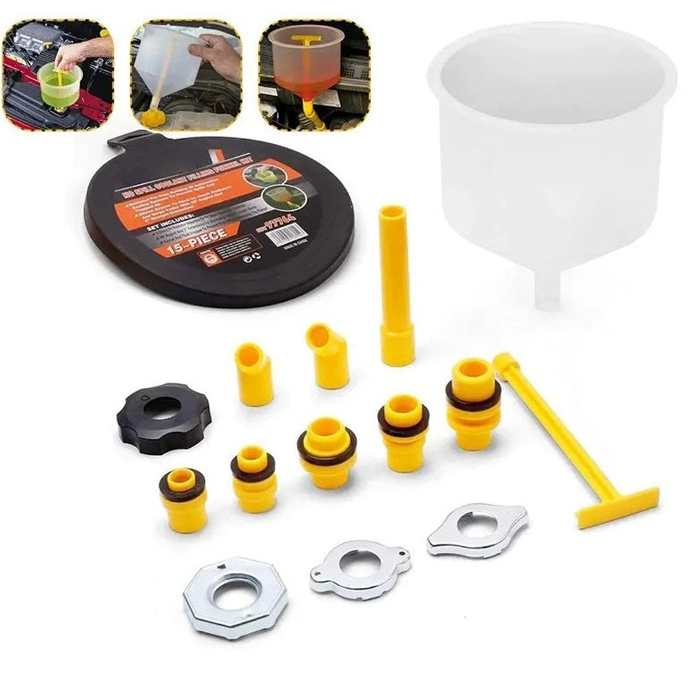 15PC Coolant Funnel Fill Kit Refiller Radiator Filler Refill Automotive Auto Car